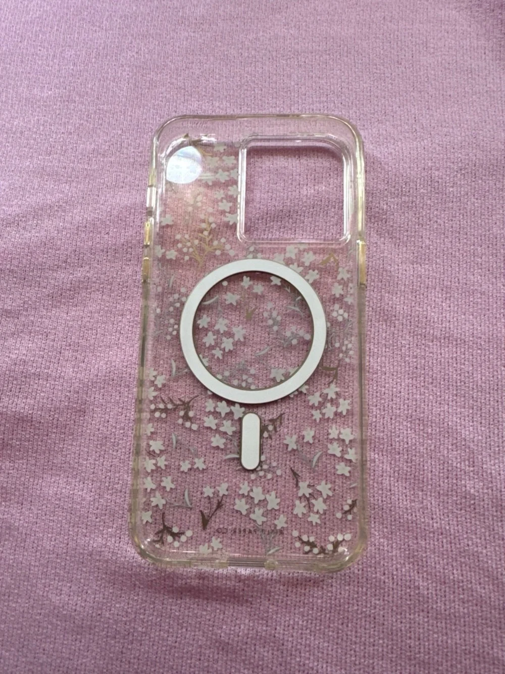 Rifle Paper Co. Clear Floral Phone Case with Gold Feminine Emblem